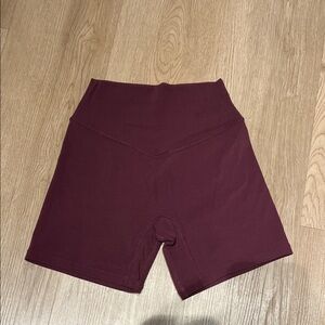 Women's Wine Burgundy High-Waist Bike Shorts